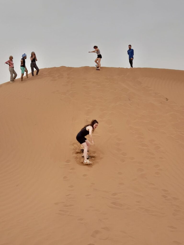 Sandboarding frome desert